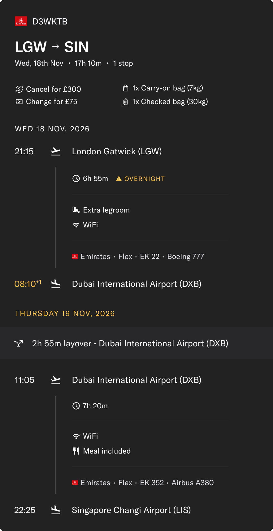 Duffel — offer card expanded